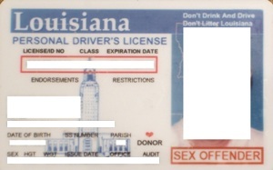 Special driver's license issued to registered people in Louisiana